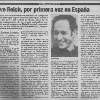 Rescues from the archive: Steve Reich in 1987 (I)
