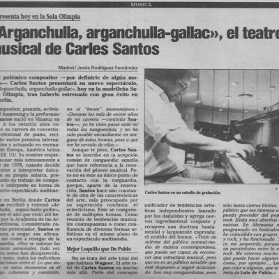 Rescates del archivo: Carles Santos en 1987